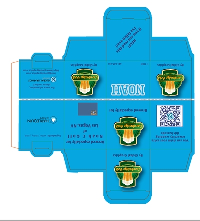 This folding carton shows the use of dynamic overlays for variable data in Harlequin Core